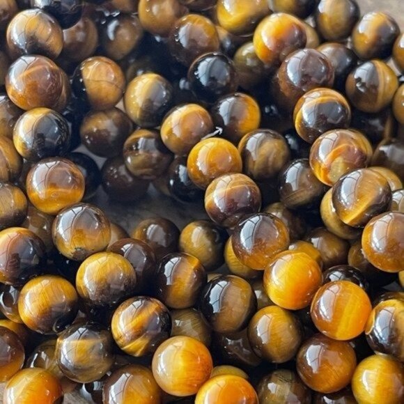 A Grade Natural Tigers Eye Bead Strand - 8mm - Picture 1 of 5